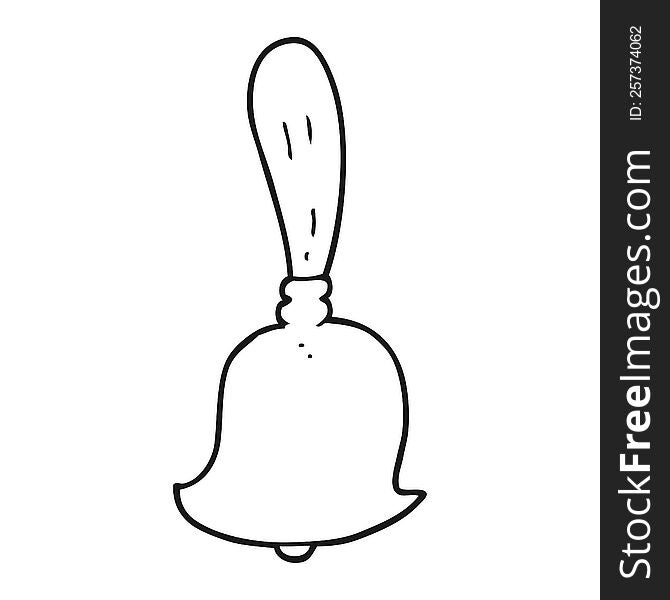 freehand drawn black and white cartoon hand bell