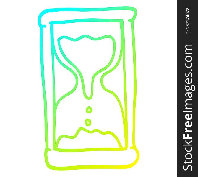 cold gradient line drawing of a cartoon hourglass