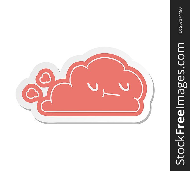 Cartoon Sticker Of Kawaii Happy Cloud