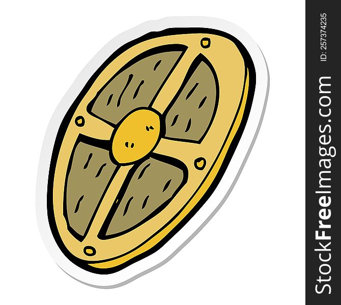sticker of a cartoon shield