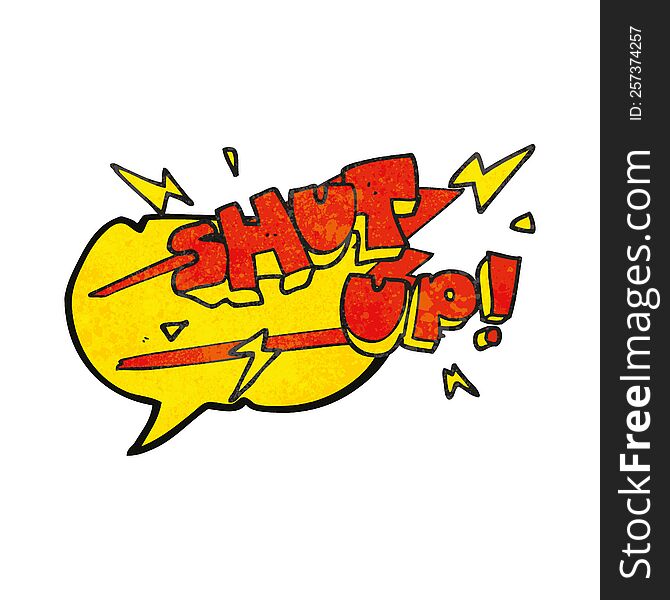 freehand speech bubble textured cartoon shut up! symbol