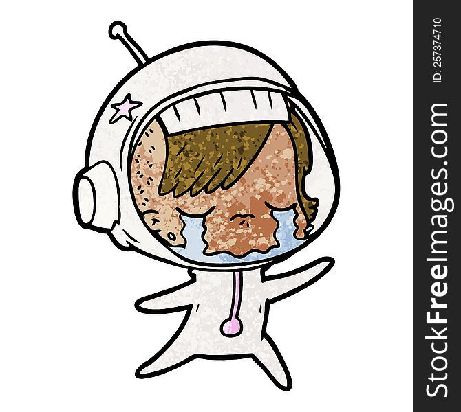 cartoon crying astronaut girl. cartoon crying astronaut girl