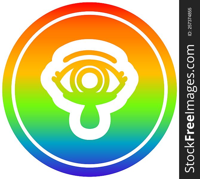 mystic eye crying blood circular icon with rainbow gradient finish. mystic eye crying blood circular icon with rainbow gradient finish