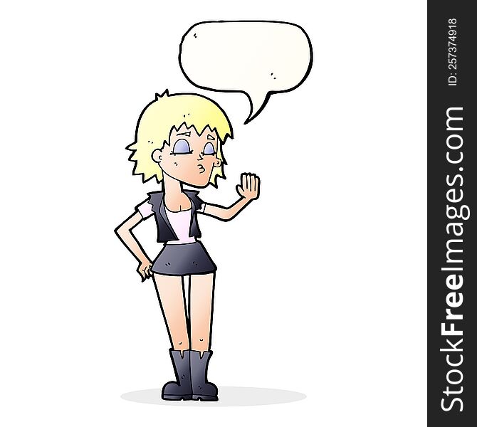 cartoon cool girl with speech bubble