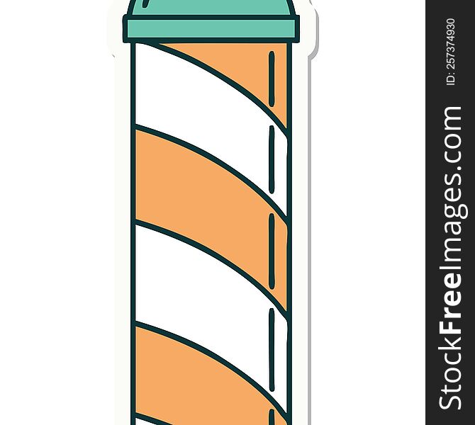 Tattoo Style Sticker Of A Barbers Pole