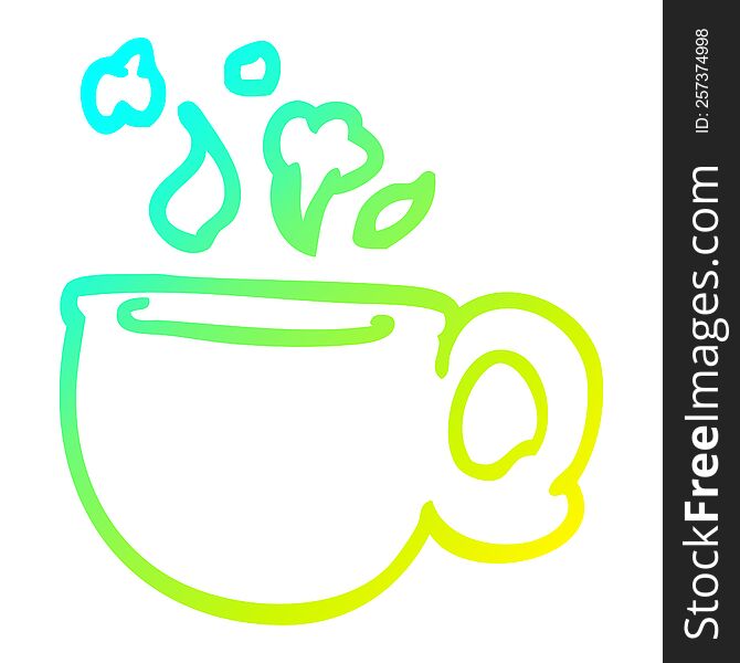 cold gradient line drawing of a cartoon steaming cup