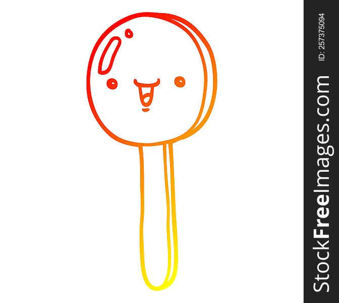 warm gradient line drawing of a cartoon lollipop