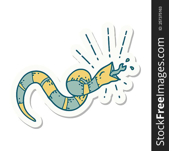 Sticker Of Tattoo Style Hissing Snake