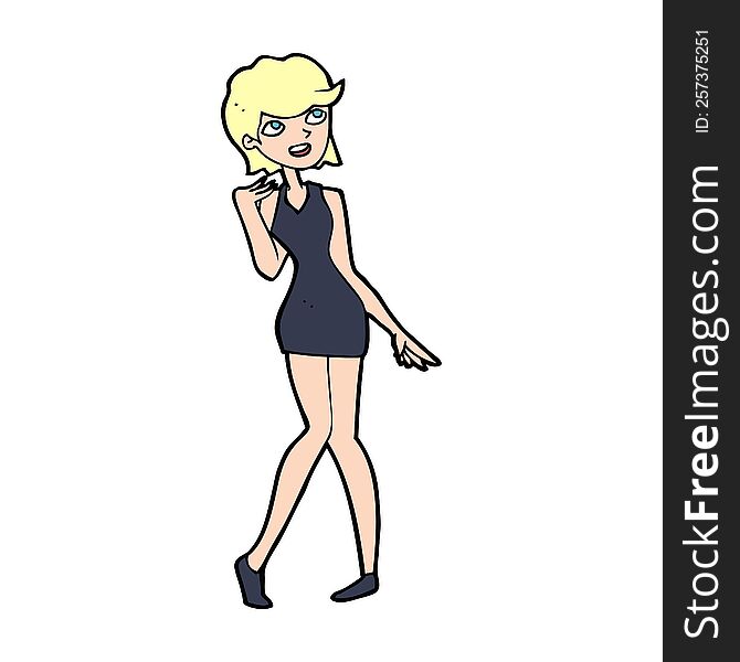 Cartoon Woman In Cocktail Dress