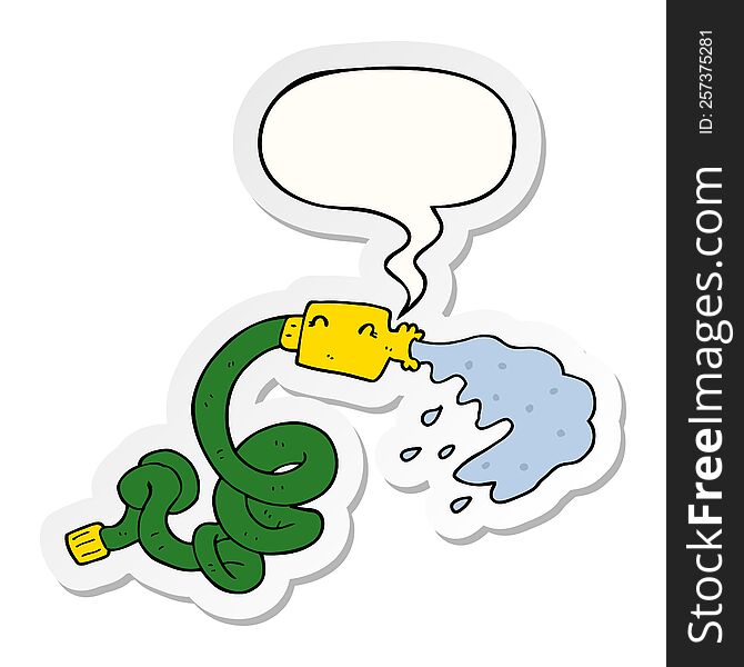 cartoon hosepipe with speech bubble sticker. cartoon hosepipe with speech bubble sticker
