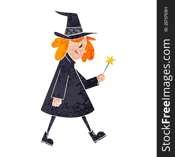 Quirky Retro Illustration Style Cartoon Witch