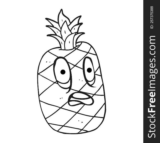 Black And White Cartoon Pineapple