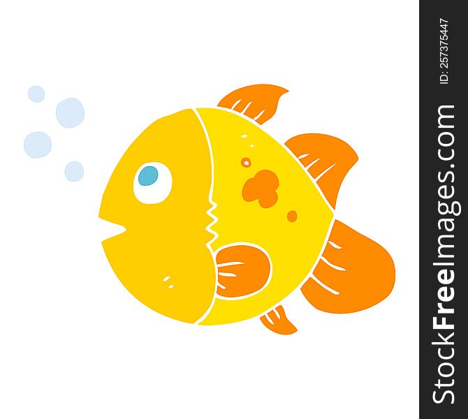 Flat Color Illustration Of A Cartoon Fish