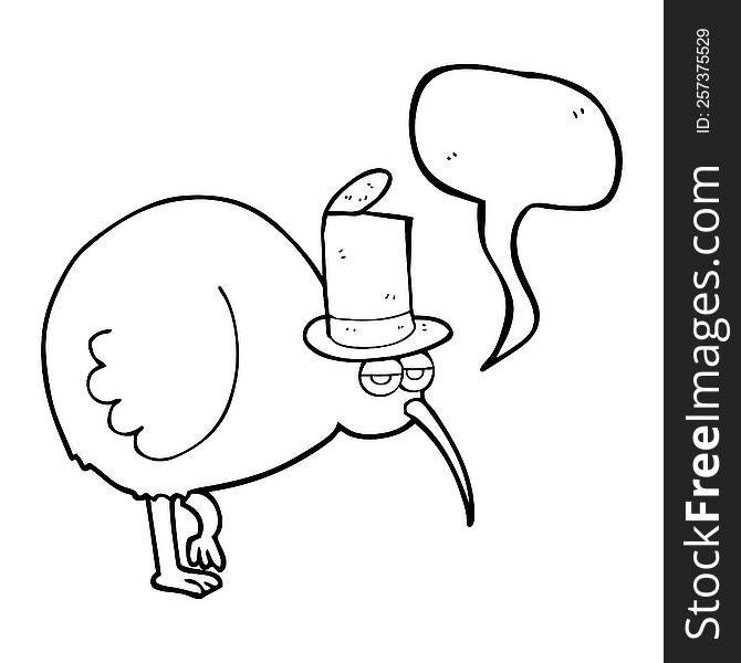 Speech Bubble Cartoon Kiwi Bird