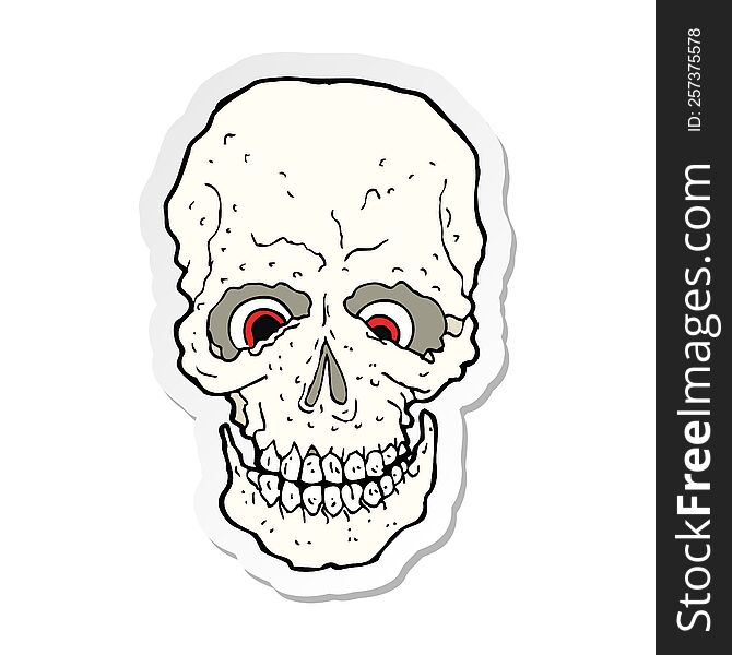 Sticker Of A Cartoon Spooky Skull