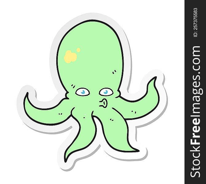 Sticker Of A Cartoon Octopus