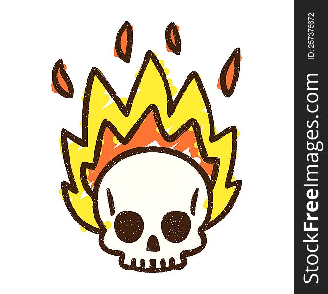 Flaming Skull Chalk Drawing
