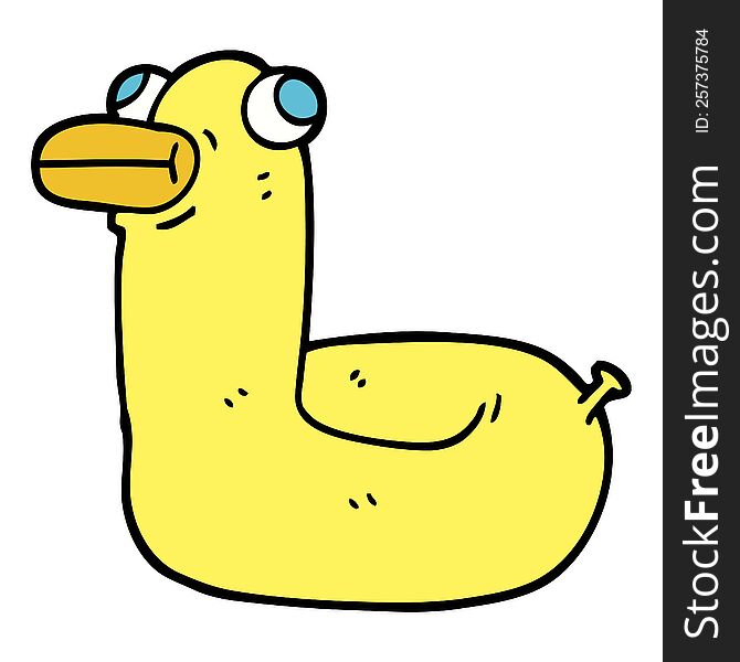 hand drawn doodle style cartoon yellow ring duck
