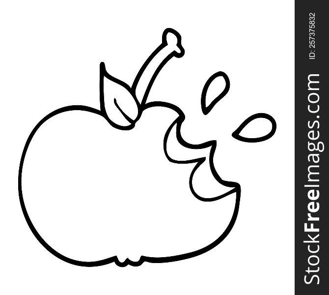 line drawing cartoon juicy bitten apple
