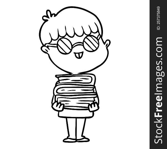 cartoon nerd boy with spectacles and book. cartoon nerd boy with spectacles and book