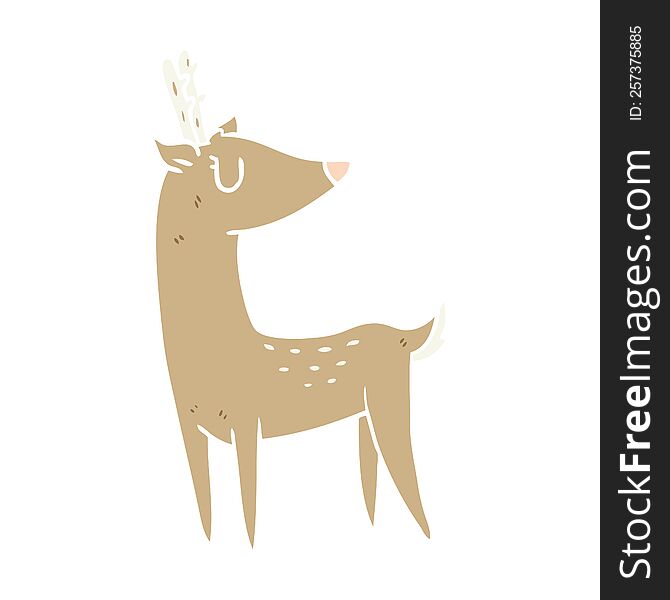 Flat Color Style Cartoon Deer