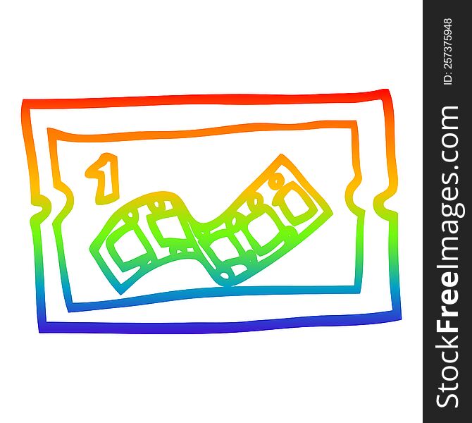 Rainbow Gradient Line Drawing Cartoon Movie Ticket