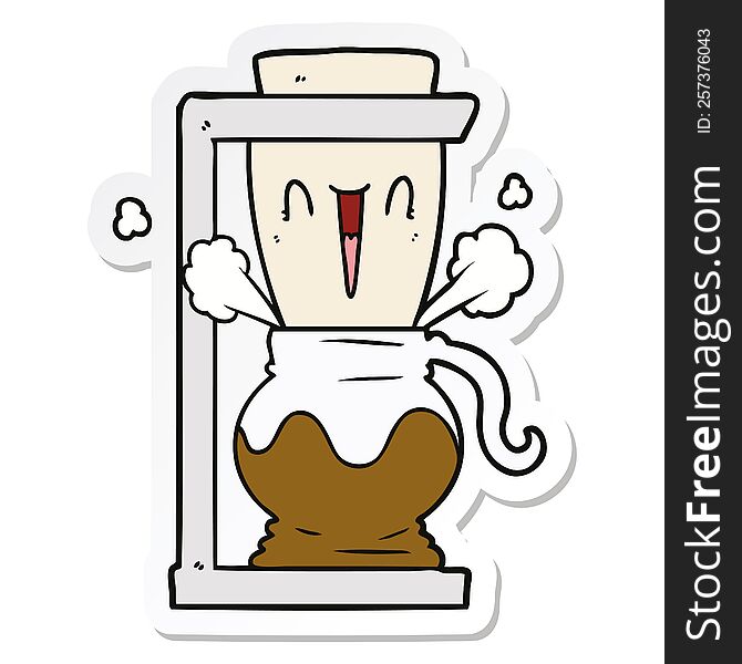 sticker of a cartoon filter coffee machine