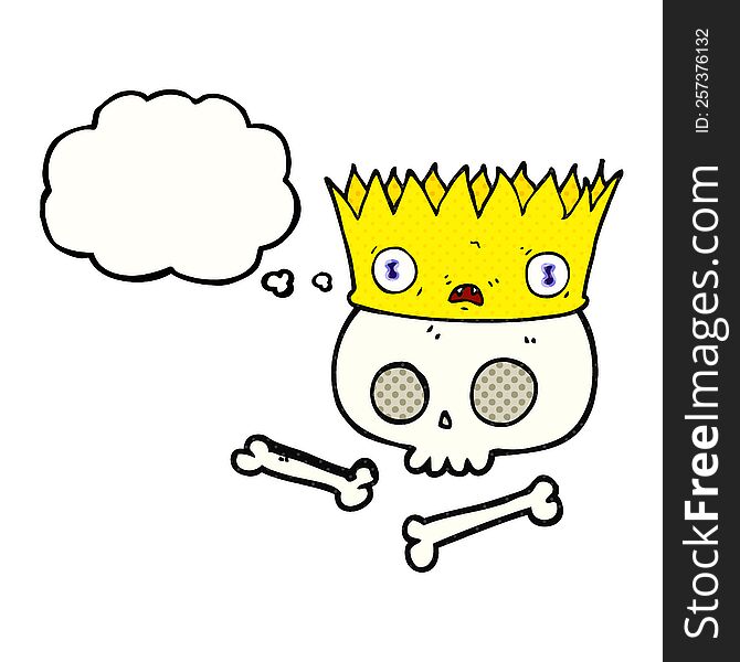 Thought Bubble Cartoon Magic Crown On Old Skull