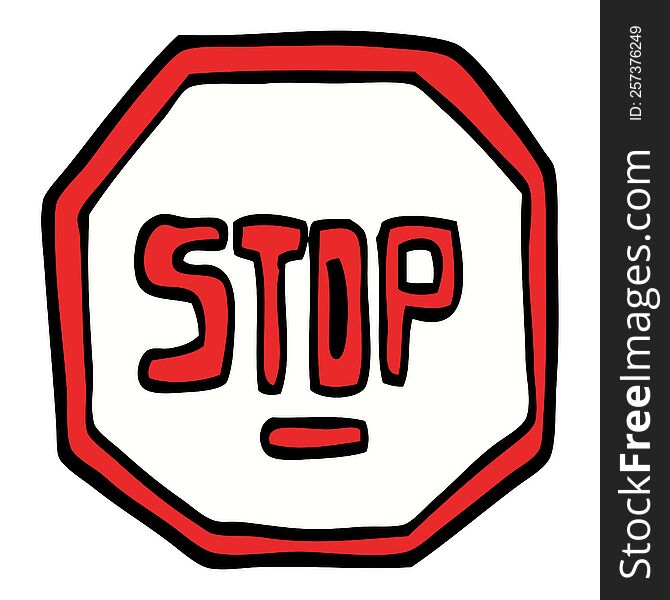 hand drawn doodle style cartoon stop sign