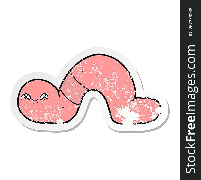 distressed sticker of a cartoon worm