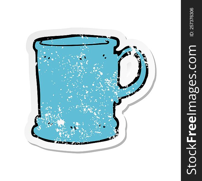 Retro Distressed Sticker Of A Cartoon Mug