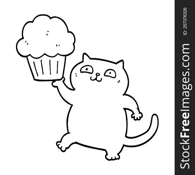 cartoon cat with cupcake
