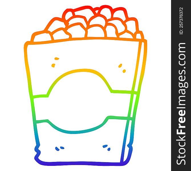 rainbow gradient line drawing of a cartoon popcorn