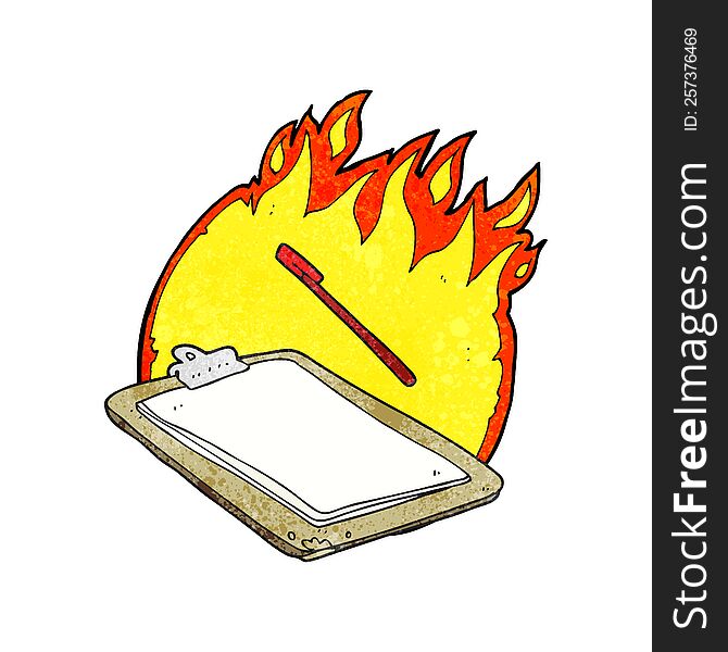 freehand textured cartoon clip board on fire