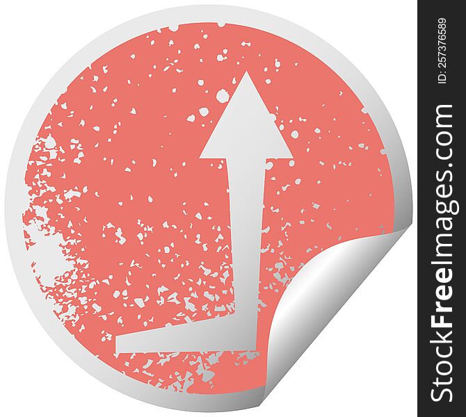 Quirky Distressed Circular Peeling Sticker Symbol Arrow