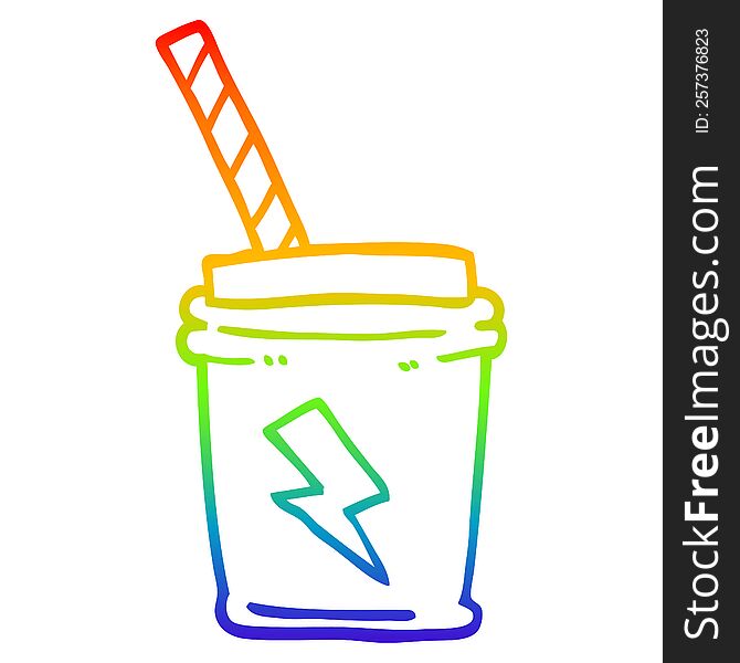 rainbow gradient line drawing of a cartoon take out drink