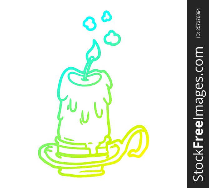 Cold Gradient Line Drawing Old Spooky Candle In Candleholder