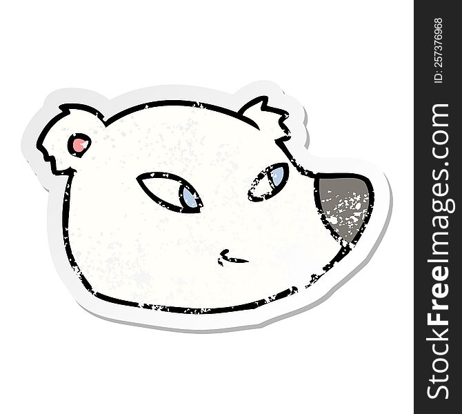 distressed sticker of a cartoon polar bear face