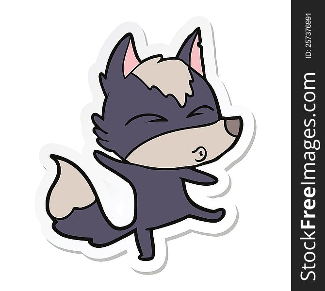 Sticker Of A Cartoon Wolf Pouting