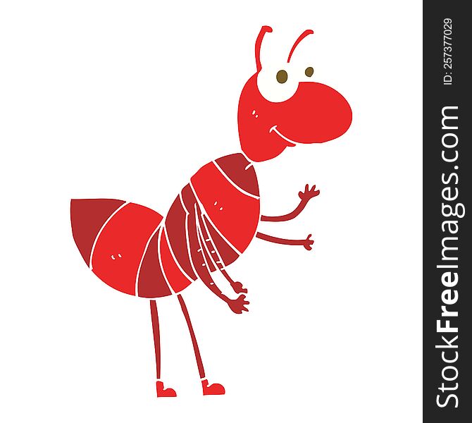Flat Color Illustration Of A Cartoon Ant