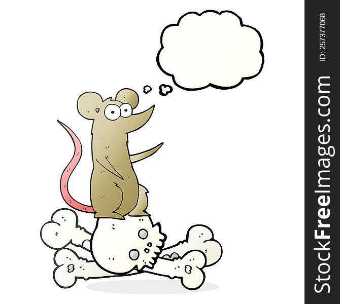 Thought Bubble Cartoon Rat On Bones