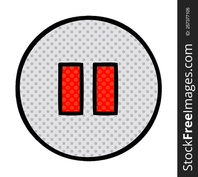 comic book style cartoon of a pause button