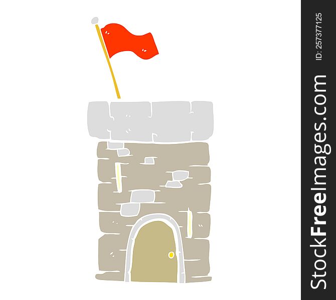 flat color illustration of a cartoon old castle tower