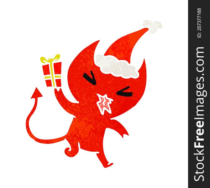 Christmas Retro Cartoon Of Kawaii Devil