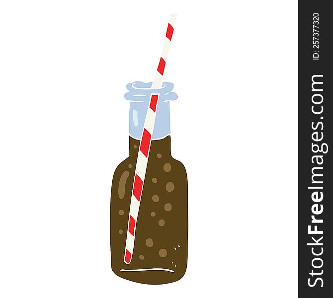 Flat Color Illustration Of A Cartoon Fizzy Drink Bottle