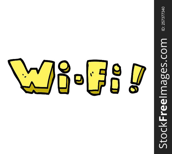 cartoon doodle wording wi-fi