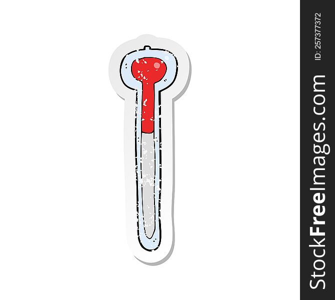 retro distressed sticker of a cartoon thermometer