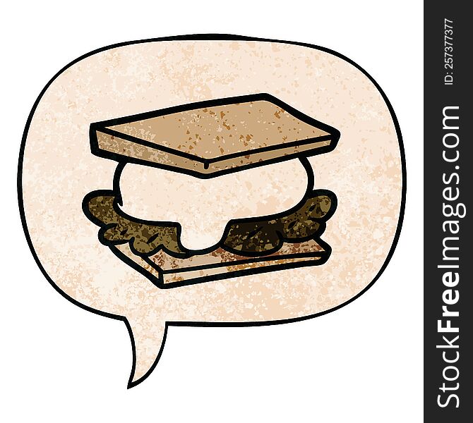 Smore Cartoon And Speech Bubble In Retro Texture Style