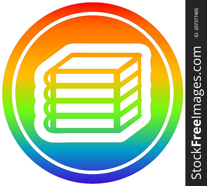 Stack Of Books Circular In Rainbow Spectrum