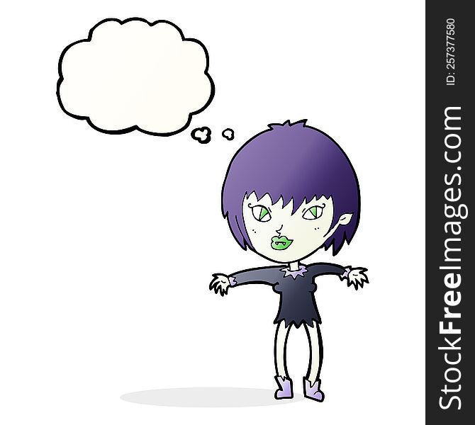 cartoon vampire girl with thought bubble